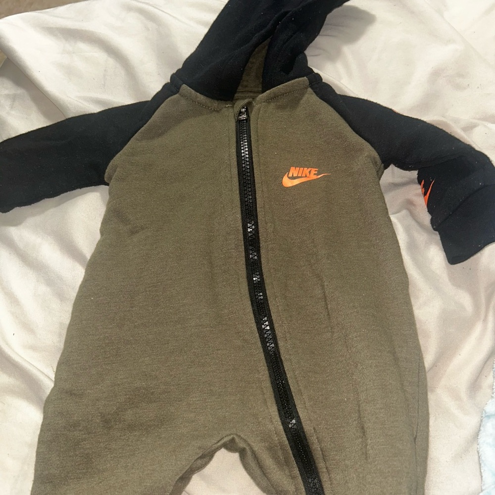 Nike Kids Olive and Black Footie with Orange Accent